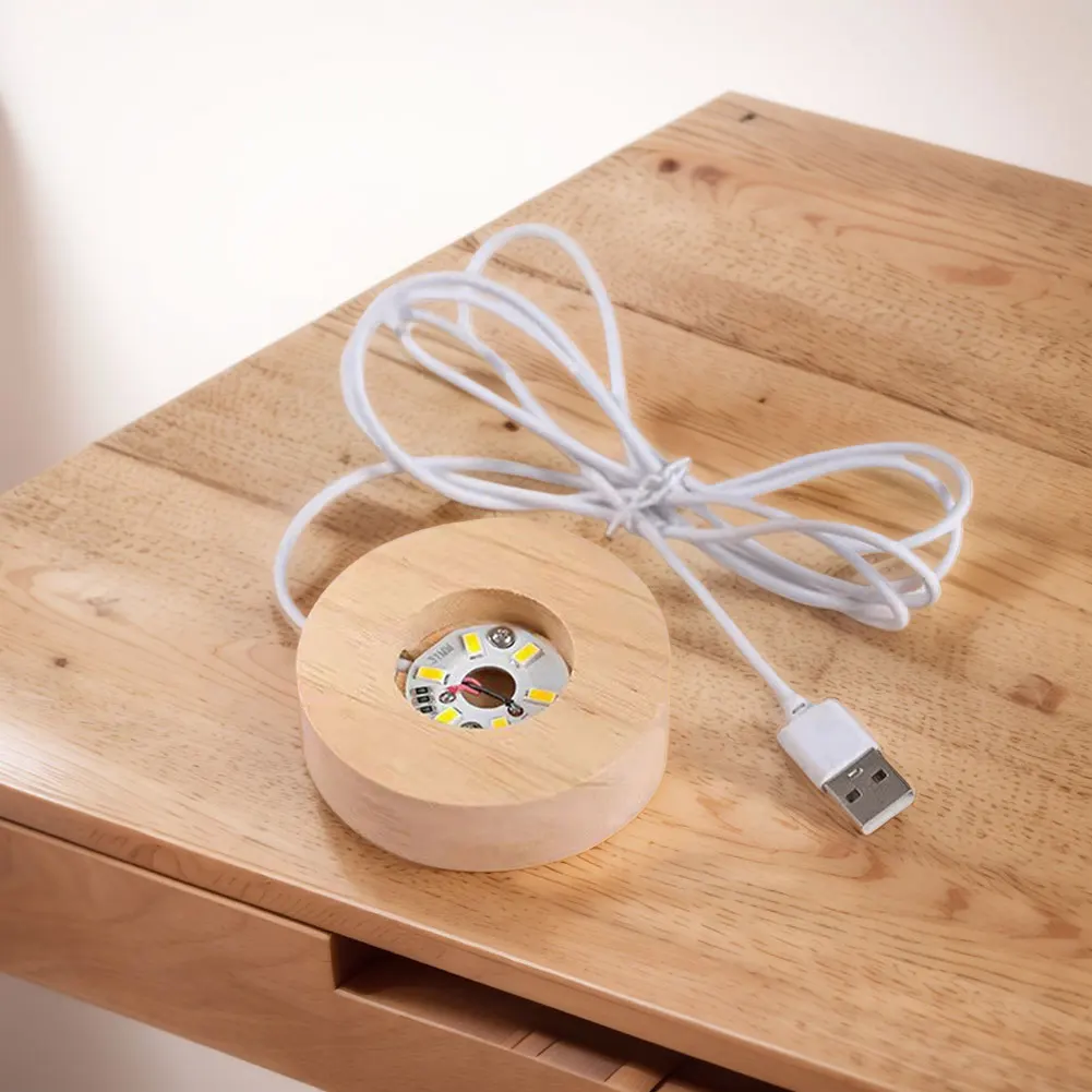 Base per luce in cristallo Supporto per lampada in resina Espositore Base per display illuminata in legno per arte in resina di cristallo