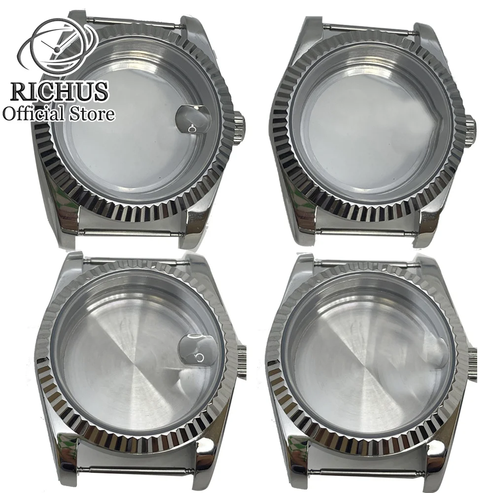 36mm/40mm silver polish Alveolar watch case sapphire Glass fit NH35NH36 NH34 ETA2824 2836 Miyota8215 PT5000 DG2813 3804 movement