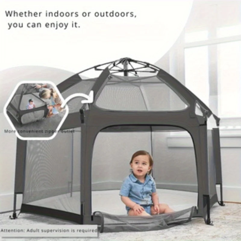 Folding baby tent, playhouse with sunshade and mesh panels, ideal for indoor and outdoor activities