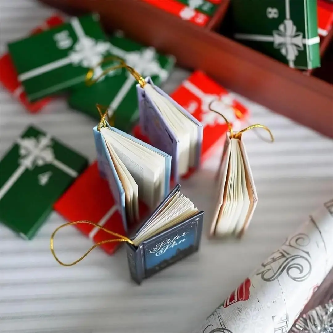 2025 Mini Book Ornament Advent, Advent Calendar with 24 Book Gift, Christmas Books Countdown Calendar for Books Lovers, Holiday
