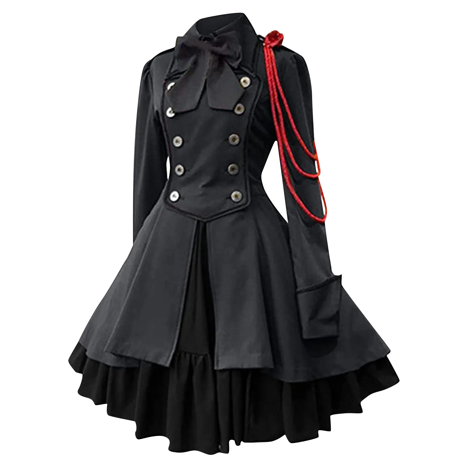 Medieval Retro Black Lolita Dress Gothic Renaissance Coat Ruffle Waist Skirt Classic Sweet Kawaii Lolita Dress Vestidos Cortos