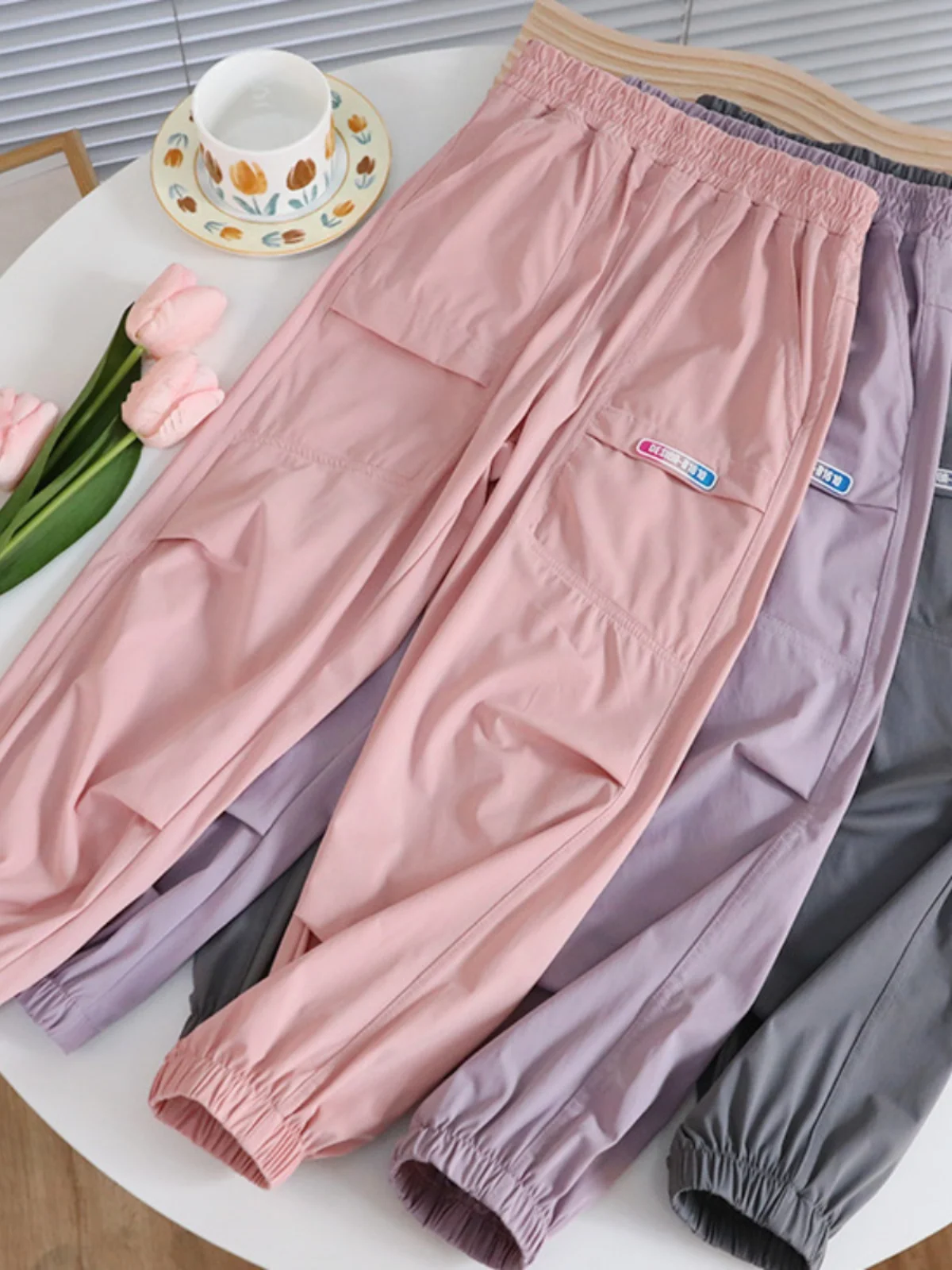 

Легкие летние штаны из ледяного шелка с защитой от комаров для девочек, модная детская одежда