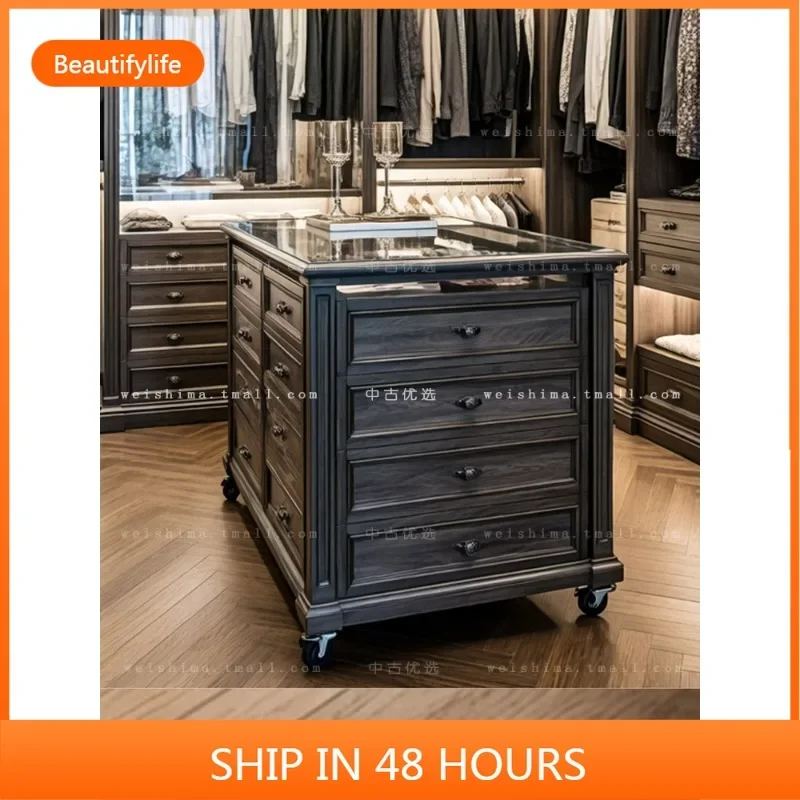 Vintage Style Wardrobe Cabinet, Small Apartment Freestanding Island Cabinet, Retro Style Jewelry Cabinet