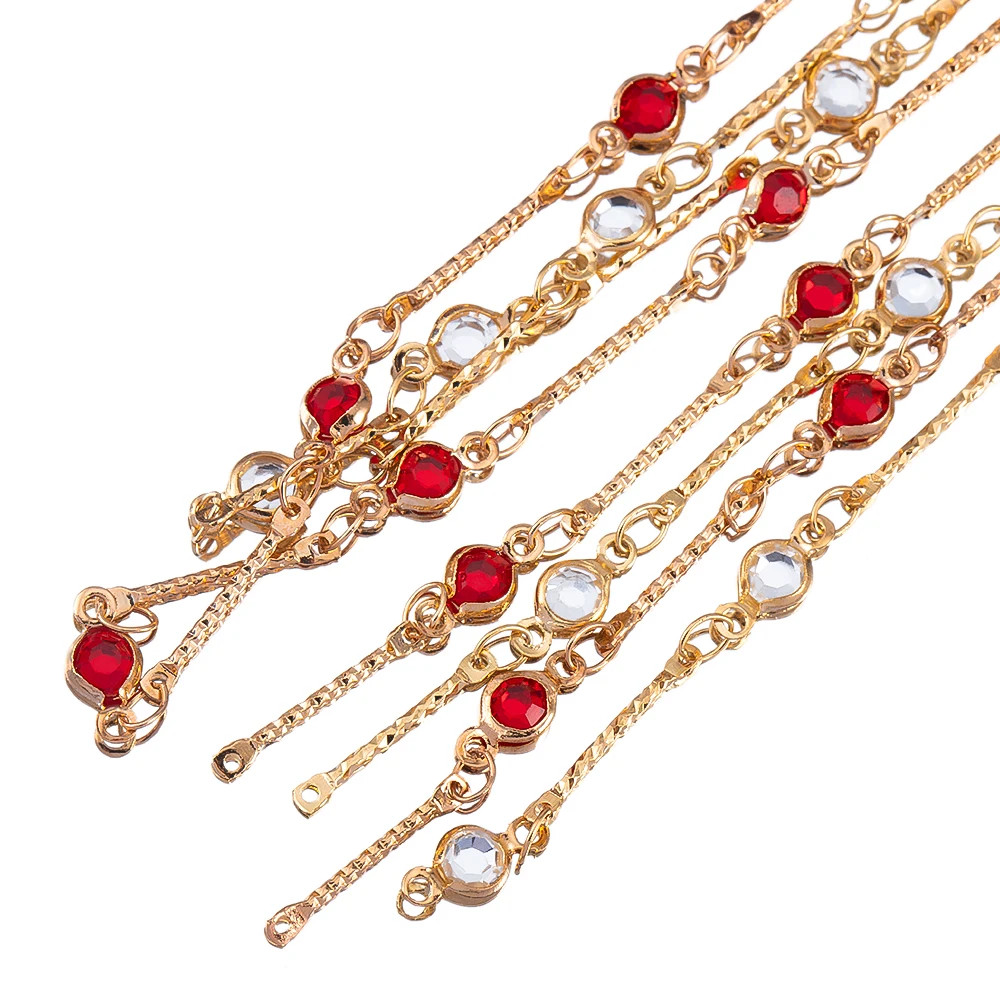 0.5/1/2 meter/lot 4mm Red/White Glass Stick Copper Chain Charms for DIY Necklace Bracelet Jewelry Making Component Accessories