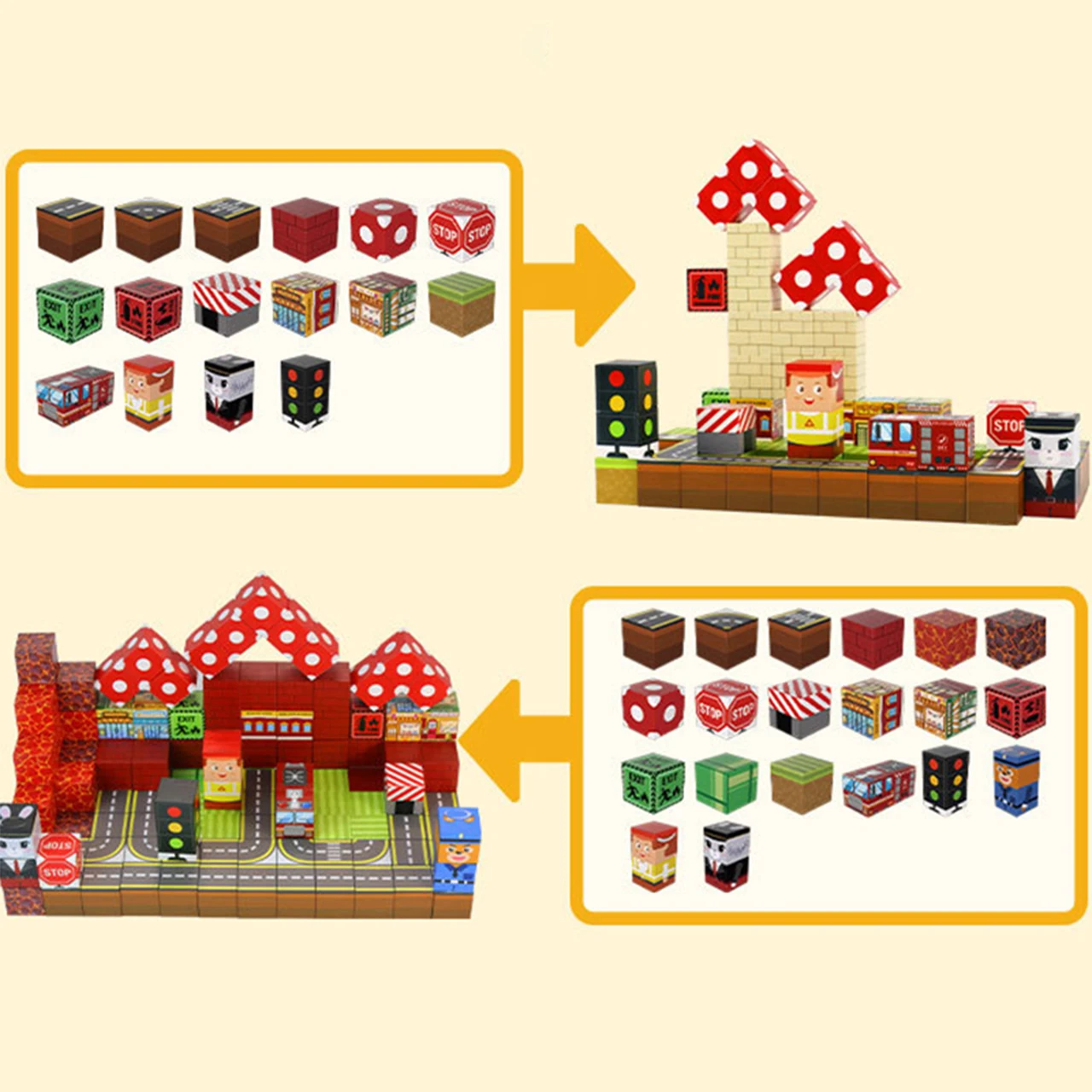 My World Magnetic Building Toy Set, Children's DIY Assembly Toy, Play with Magnets and Blocks