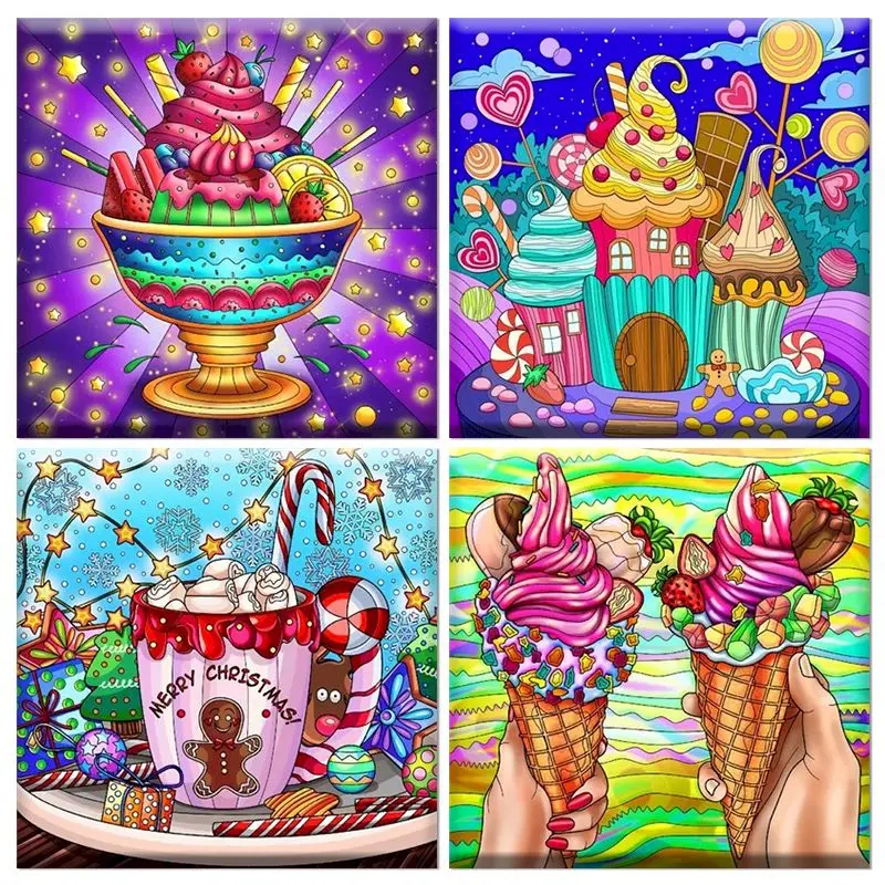 

GATYZTORY 5d Diamond Painting Colored ice cream 5D DIY Diamond Embroidery Cross Stitch Rhinestones Mosaic home Decor