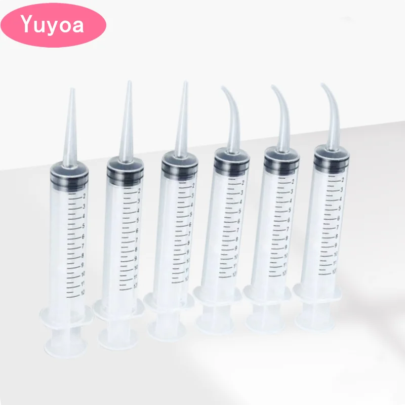 100pcs Dental Irrigation Syringe With Curved Tip 12ml Disposable Dental Instrument for Dentist Use Dentistry Consumable Material