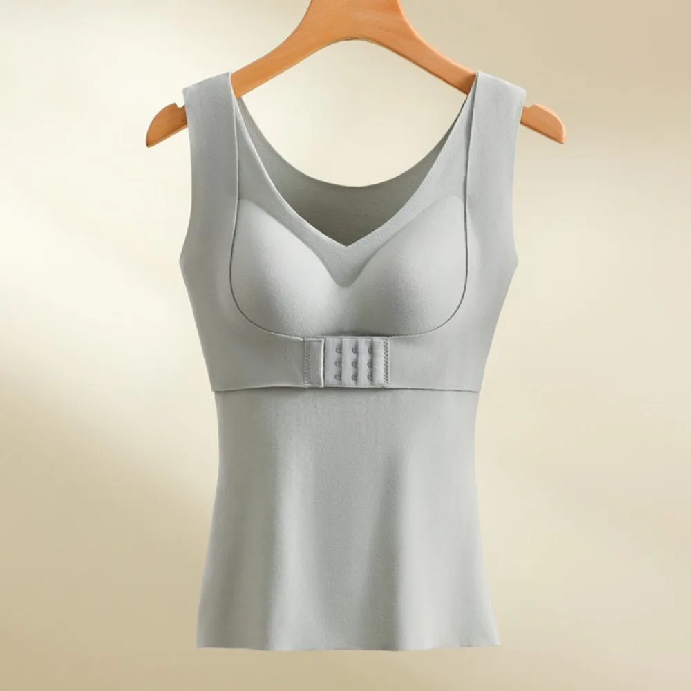 Camisola térmica adelgazante de lana de terciopelo con copas acolchadas, Tops cortos moldeadores de cuerpo posparto, tanques con Control de barriga