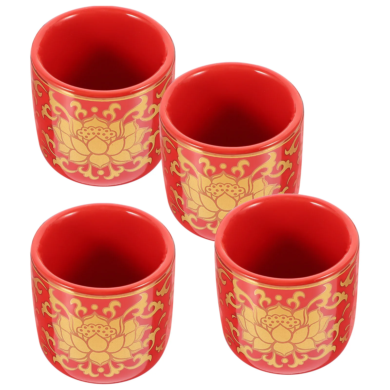 

4Pcs Ceramic Altar Cup Holy Water Offering Cup Smooth Design Multi-Functional Buddhist Water Container Home Office Decor