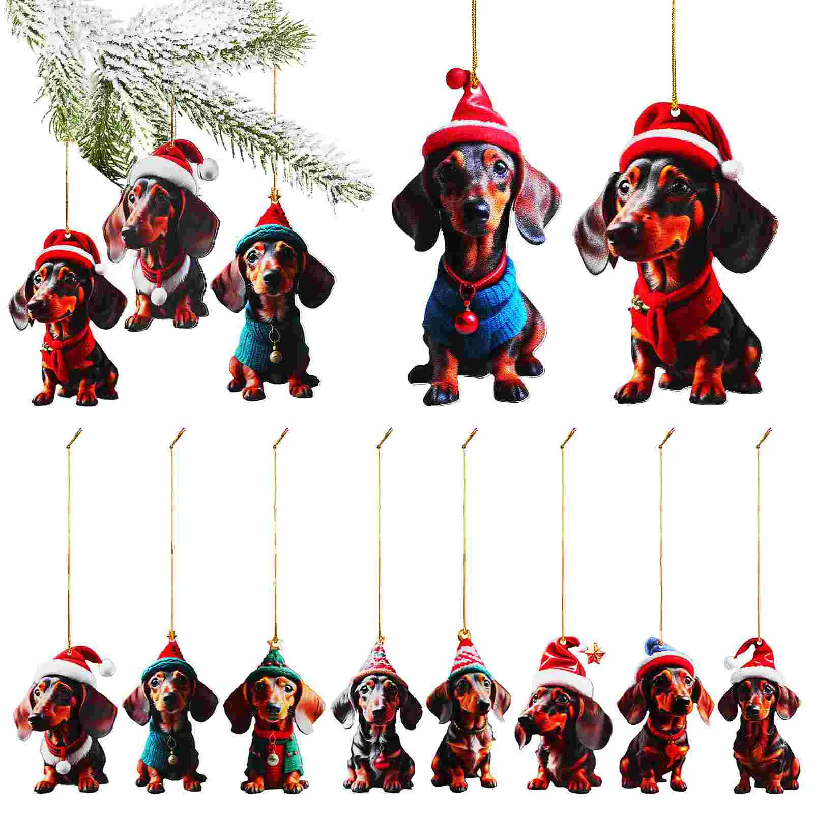 

10 Pcs Dachshund Pendant Window Christmas Tree Ornament For Hanging Party Decorations Xmas Ornaments Decors Home