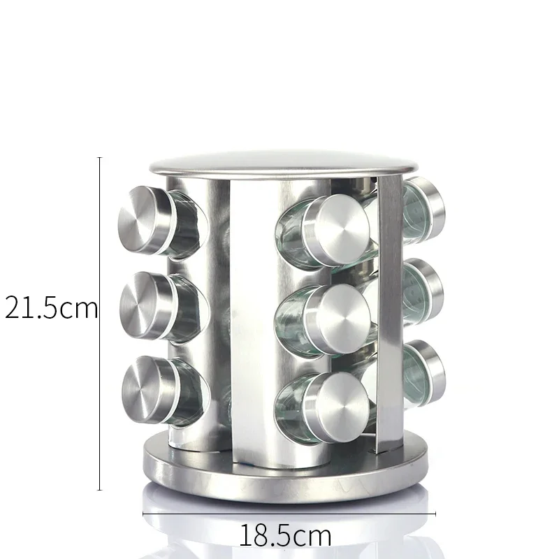 Kitchen Utensils Stainless Steel Seasoning Bottle Set 16 Seasoning Bottles With Rotating Frame And Rotating Pepper Pot