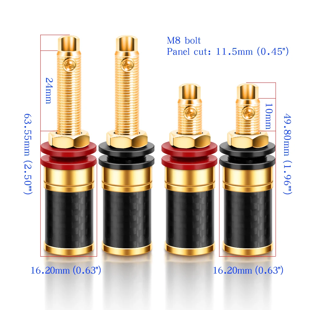 HIFI 4Pcs Gold/Rhodium Plated Copper Speaker Binding Post Female Banana  Connector HIFI Audio AMP Banana Plug  Socket  Terminal