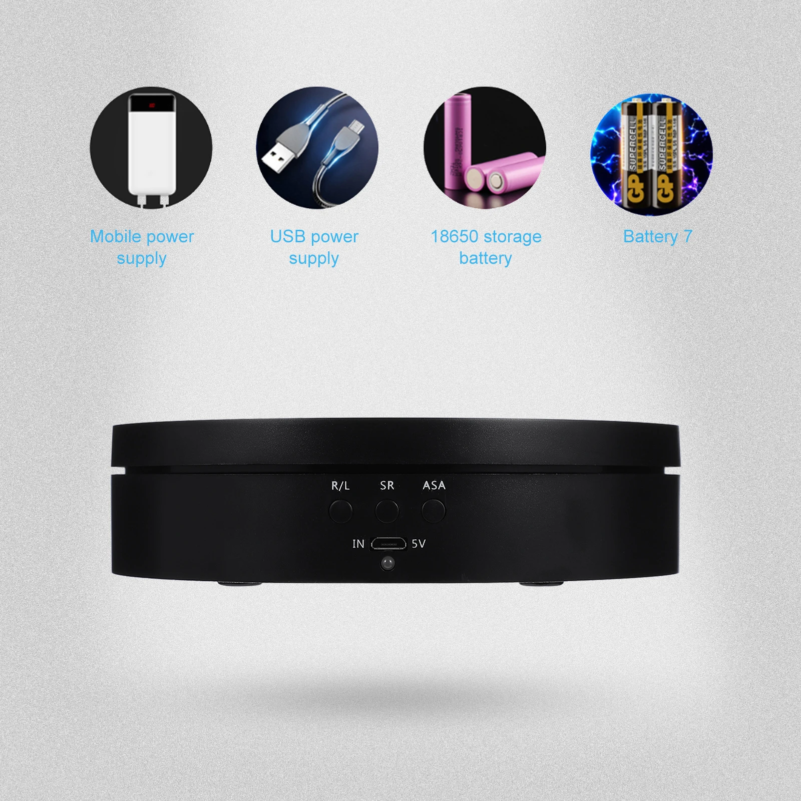 

Sturdy Automatic Turntable Display Stand 3KG Capacity Small Electric Rotating Shelf Brackets for Jewelry Cake Product Showcase