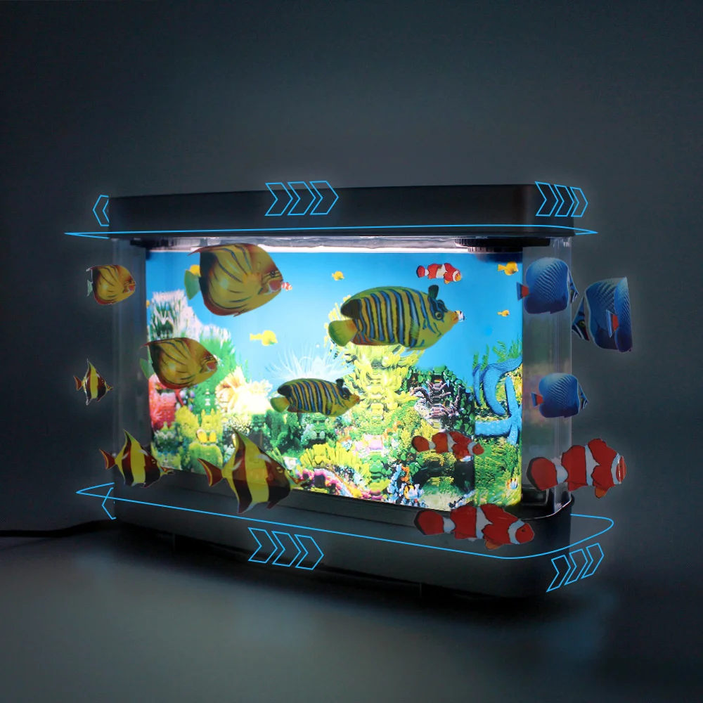 LED Aquarium Fish Tank Night Light Imitation Aquarium Underwater World USB Dynamic Table Lamp Home Decor Kids Christmas Gifts