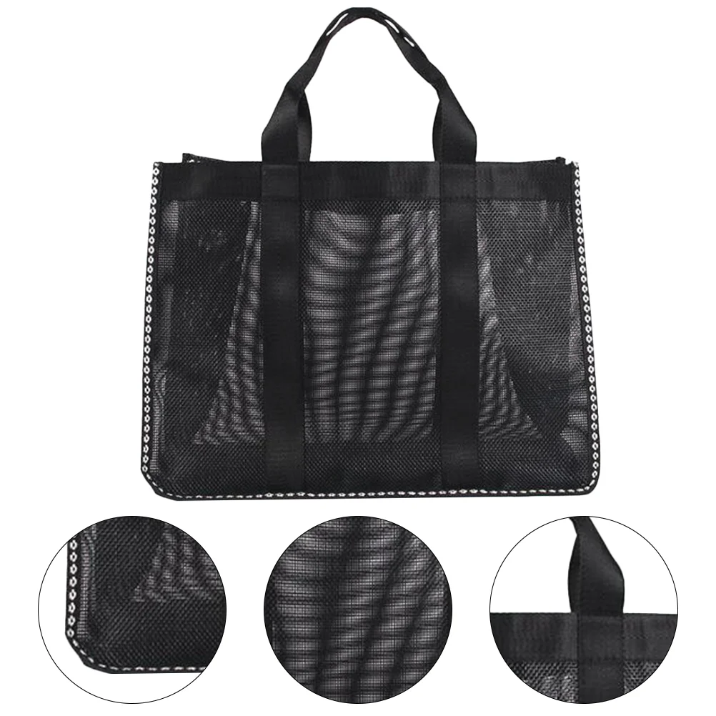 Handbags Large Capacity Mesh Travel Beach Storage Outdoor Water Proof Tote Black Fitness