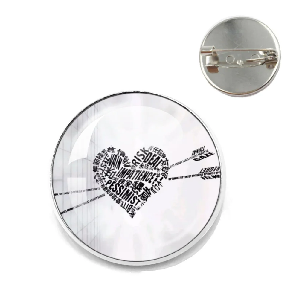 أنا أحب Maretu القلب نمط دبوس معدني الموسيقية ملاحظة الزجاج جولة بروش ظهره شارة ديكور المشجعين الإبداعية جمع الموسيقى هدية #6