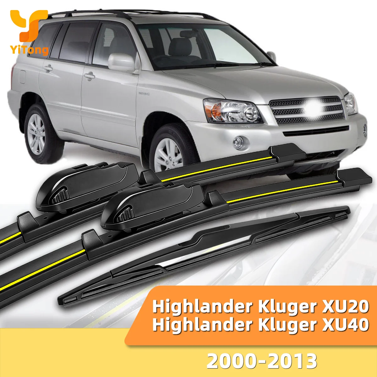 

Yitong Suitable For Toyota Highlander Kluger XU20/XU40 2000-2013 Front And Rear Windshield Wipers Durable Accessories Windshield