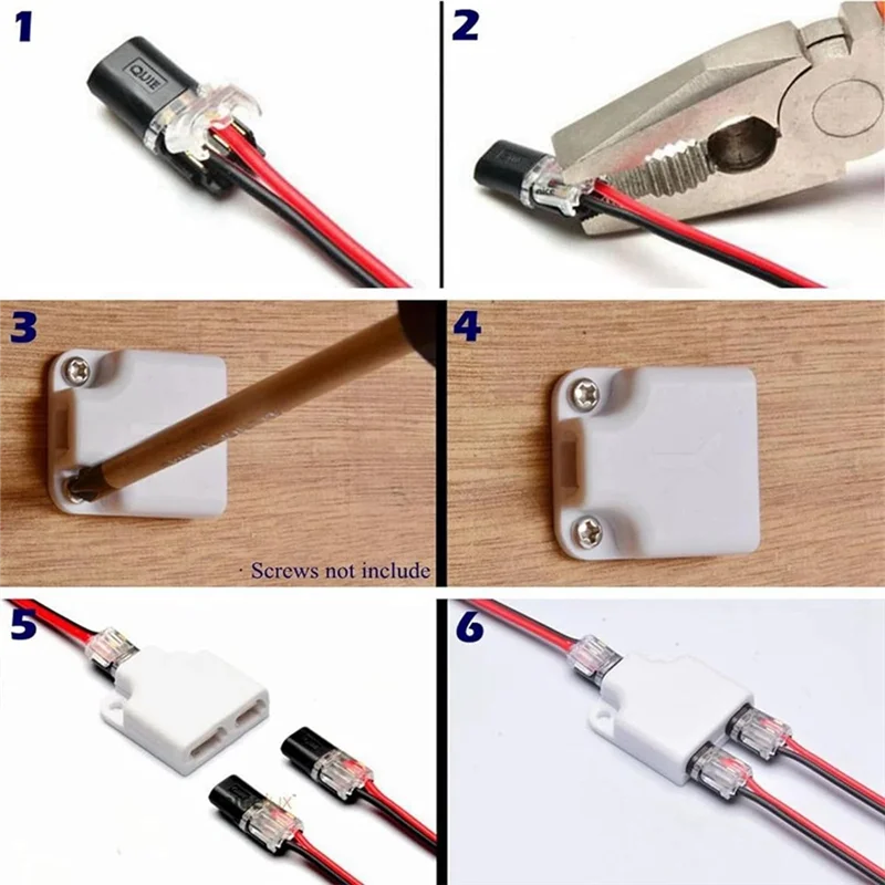 AT29-30Pack Double - Wire Plug-In Connector, Pluggable 2/3/4 Pin 4 Way LED Wire Connectors Low Voltage Wire Connectors Easy To U