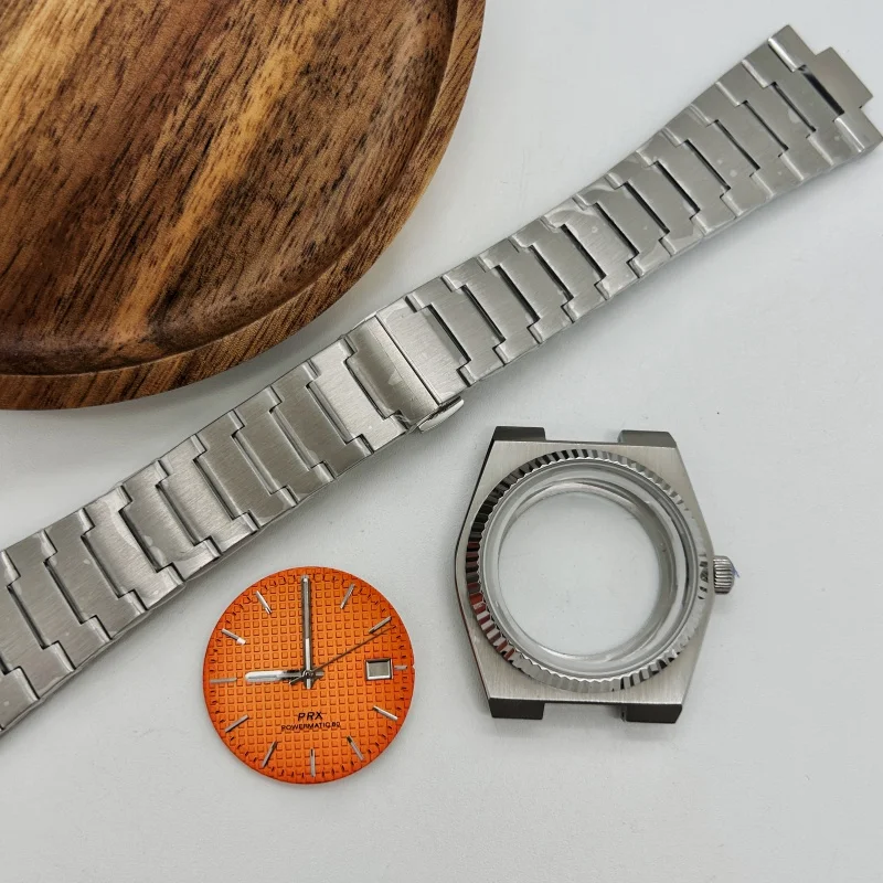 Zilveren 40 mm saffierglas kastriem groen lichtgevende 31,8 mm wijzerplaat wijzers past op PRX Super Player NH35 NH36 NH70 automatisch uurwerk