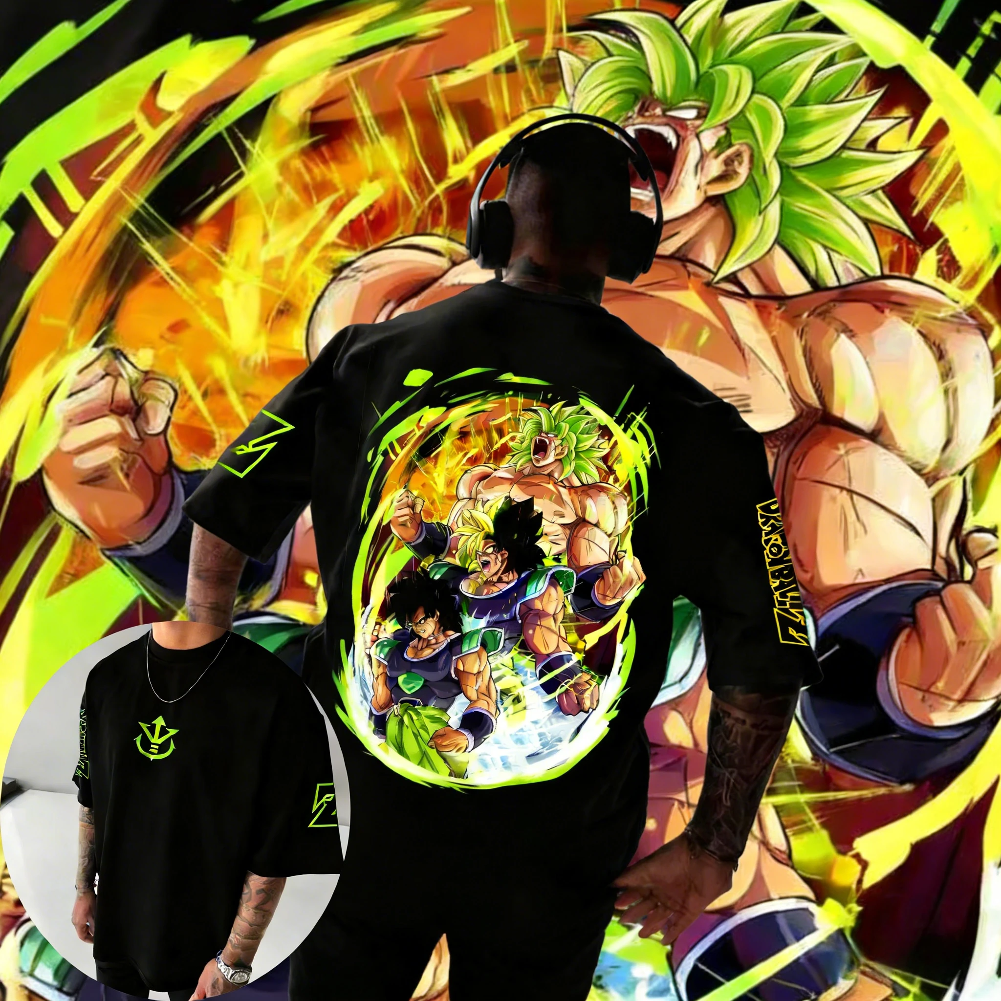 2026 Summer Dragon Ball Retro T-Shirt, Cotton Broly & Goku Oversized Print Tee, Unisex Harajuku Casual Sports Top Streetwear Y2k
