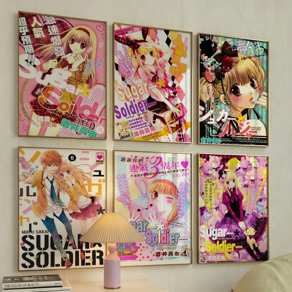 S-Sugar S-Soldier Anime Poster Self Adhesive Wall Stickers Removable Room Decor Aesthetic Space Murals Fancy Gift