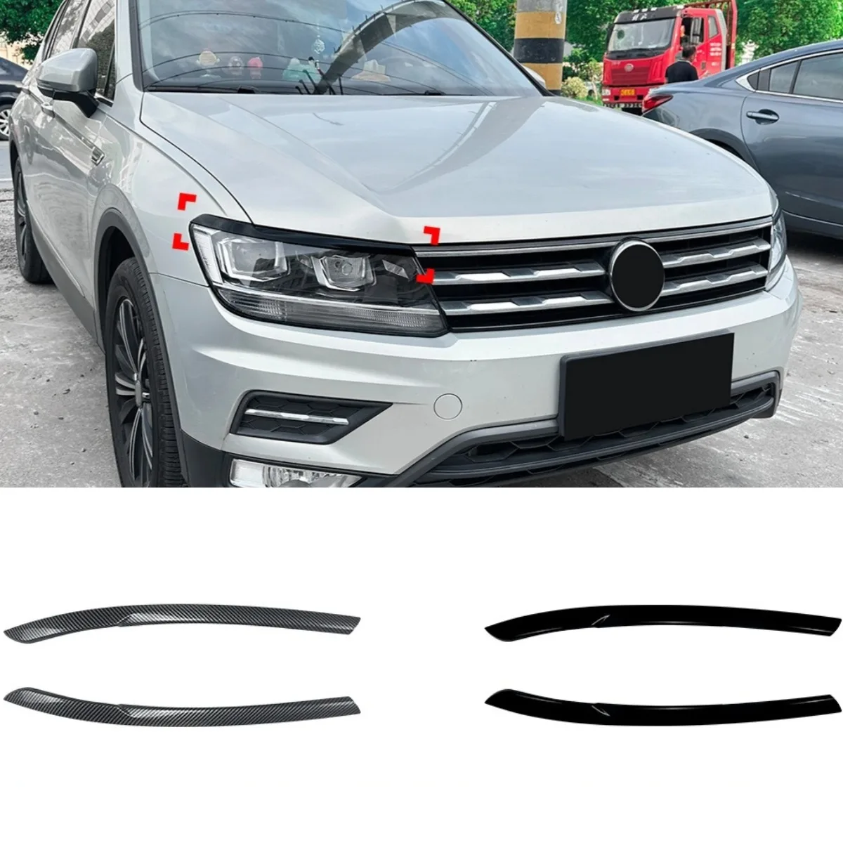 

For Volkswagen Tiguan MK2 2017-2020 Styling Kits Car Styling Trim Head Light Lamp Eyelids Eyebrow Headlight Decoration Body Kit