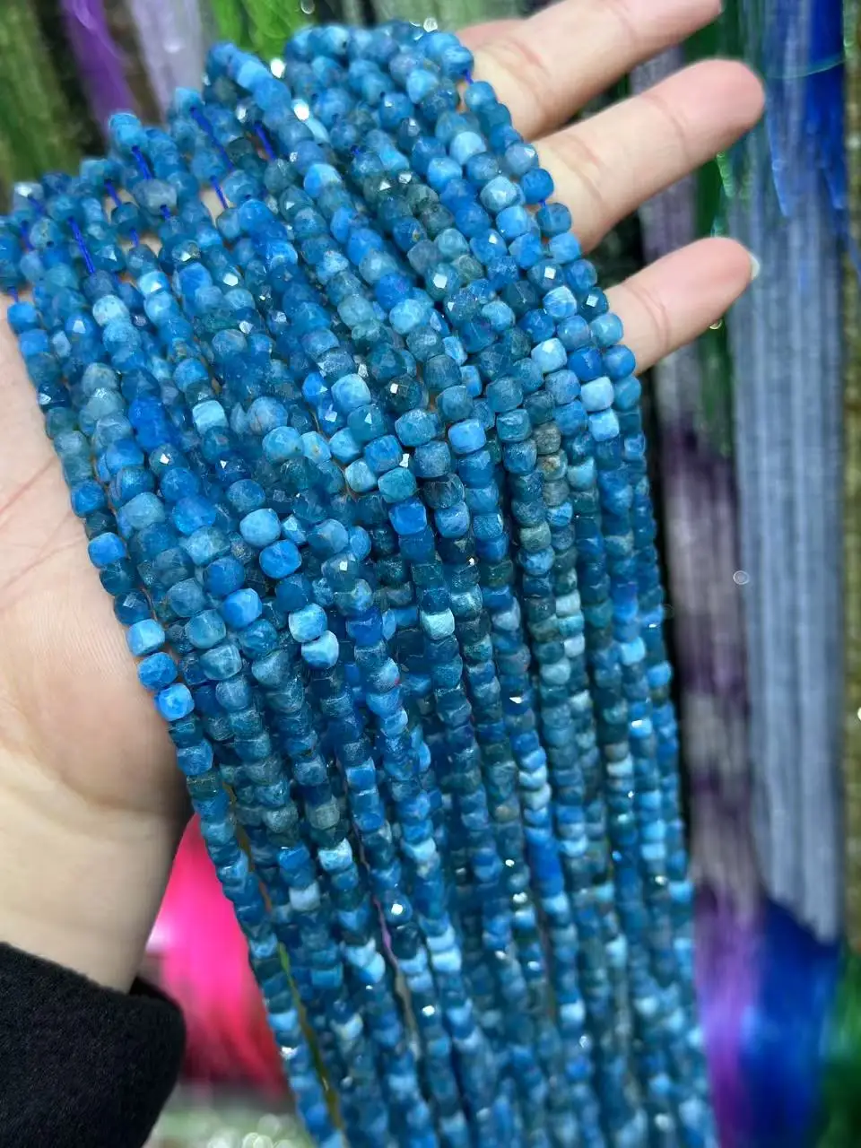 Natürlicher blauer Apatit-Edelstein, facettierter Würfel, lose Perlen, Herstellung von DIY-Armbändern, Halsketten für Schmuckherstellung, Zubehör im Großhandel