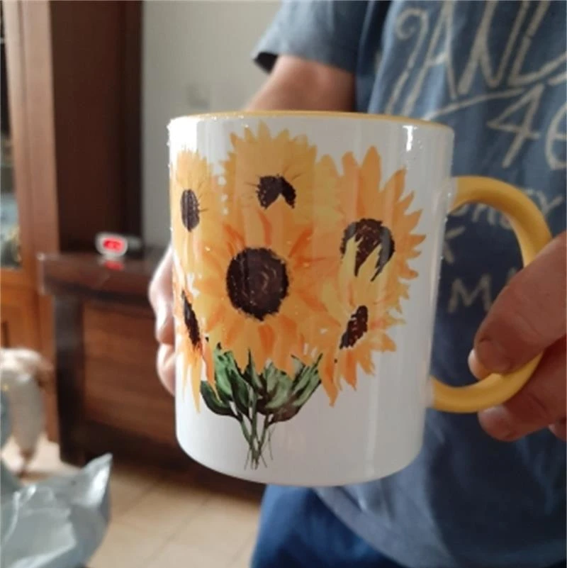 Creative Sunflower Cups for Children, Tea Mugs, Milk, Coffee, Mugen, Breakfast, Dessert Tableware, Home Decal Friends Gifts