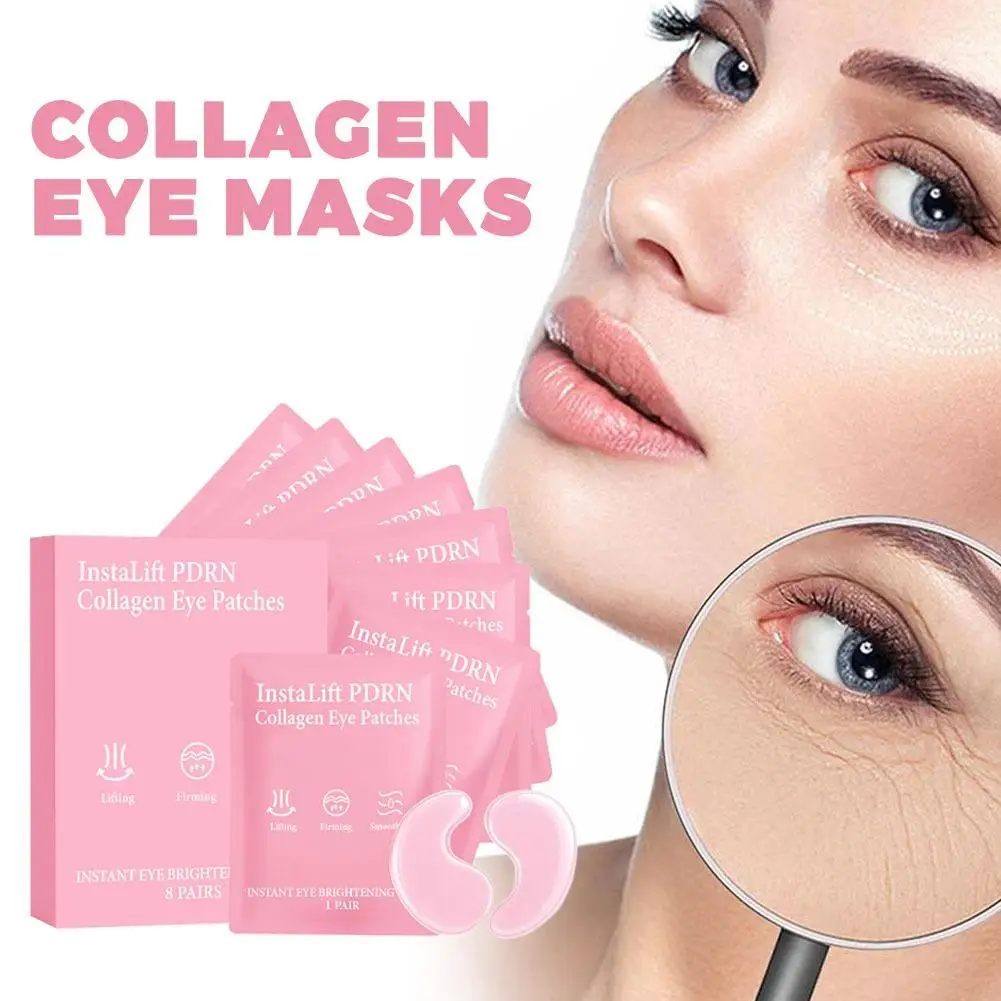 

8pcs Niacinamide Collagen Eye Patches Instant Lift PDRN For Bags Under Eyes Dark Circles Fine Lines Collagen Moisturize Eye Mask
