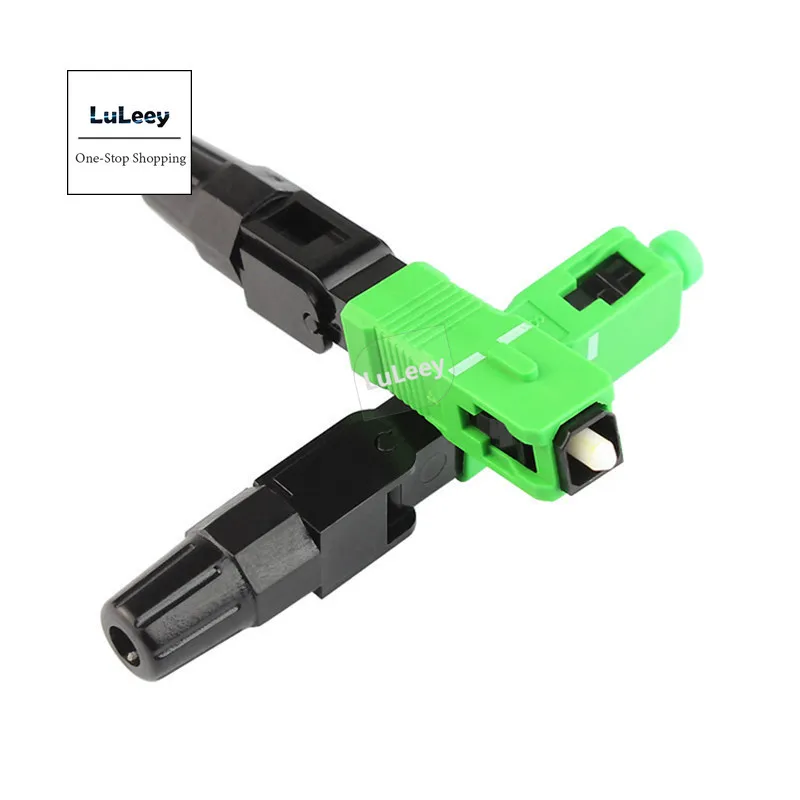 100pcs SC APC Fiber Optical Fast Connector FTTH Fiber Optical Connector Embedded Rubber-Covered Wire Butt Quick Connector