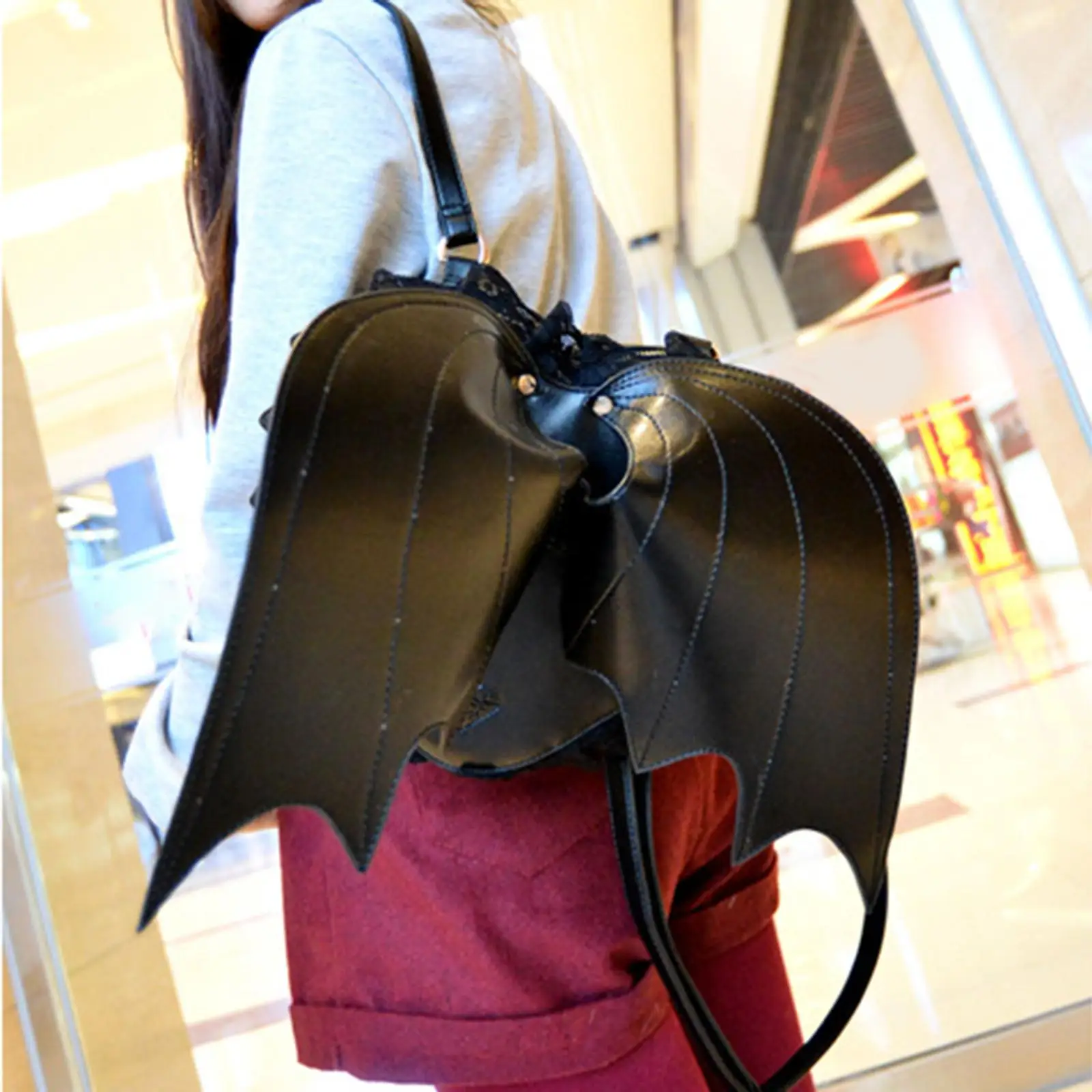 Black Backpack Stylish Women Girls Backpack Rucksack Leather Bag