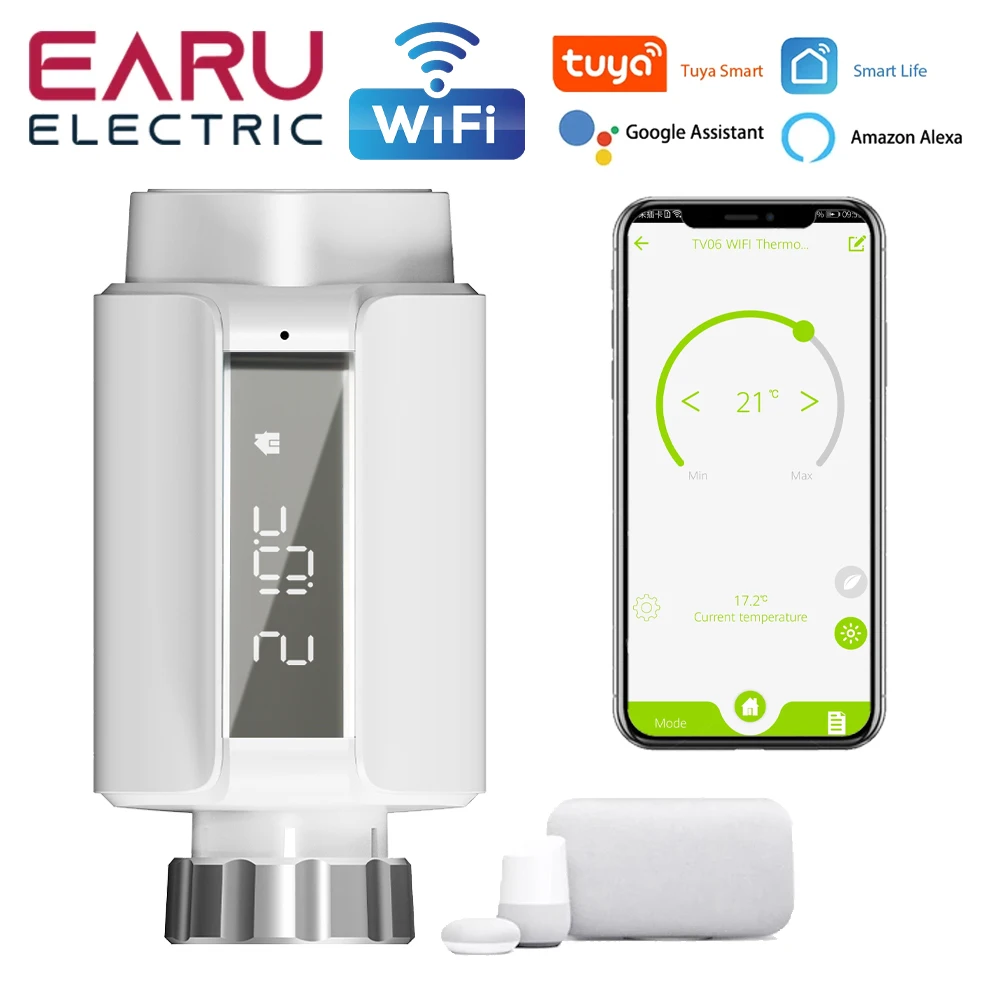 Tuya Smart WIFI Radiator Actuator TRV Programmable Thermostatic Radiator Valve App Remote Temperature Controller Support Alexa