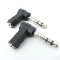 3.5mm Female Jack to 6.35mm Male Jack Right Angled L Type Cable Converter Connector Plug Headphone Sound Adapter A7