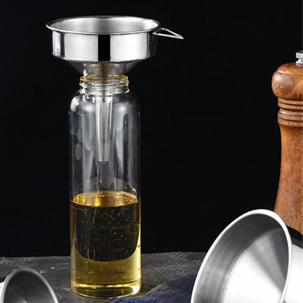Stainless Steel Kitchen Funnels Foldable Handle Wide Mouth Wine Funnels Comfortable Grip Stackable Oil Funnels Canning image 3