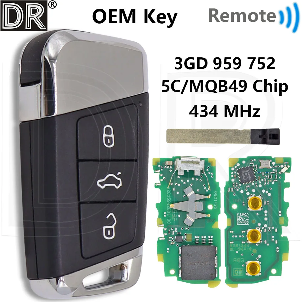 

Отличный чип 5C MQB49 434 МГц 3GD959752, оригинальный автомобильный дистанционный ключ для VW Volkswagen Magotan Passat B8 Superb A7 2019 Oct+