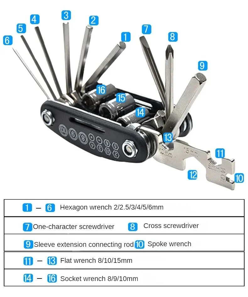 1Pc Multifunctional Bike Tool 16 In 1 Pocket Mini Bicycle Repair Tool Portable Bike Bicycle Screwdriver Repair Cycling Tool image 6