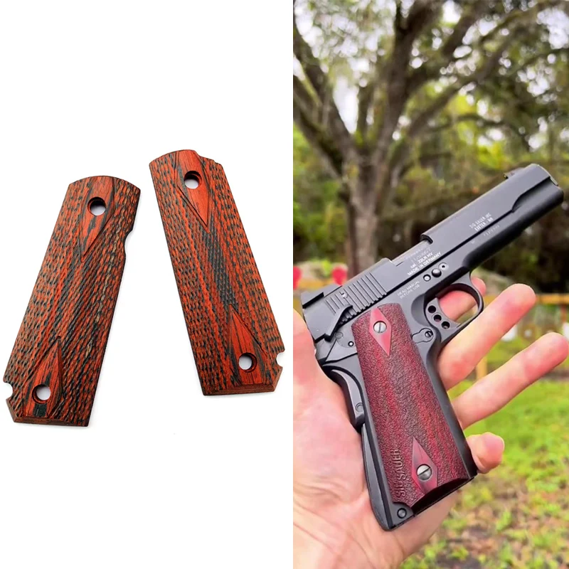 CNC Custom Redwood / Color Wood / Natural Wood / Resin Made Grips Handle Scales For 1911 Models Grip Replace Parts Accessories