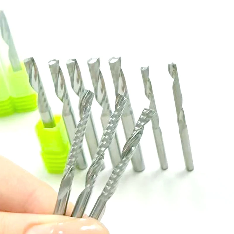 

10 шт./лот, однофлейта, 2А, качественная твердосплавная фреза-спиральная фреза для акрилового ПВХ, МДФ, фреза, инструменты для обработки дерева