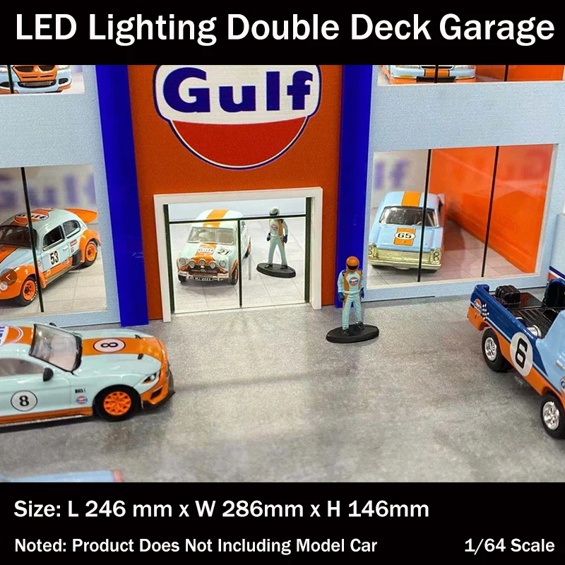 Assemble Diorama 1:64 LED Lighting Double Deck Garage Model Car Station Parking Lot - Gulf Version