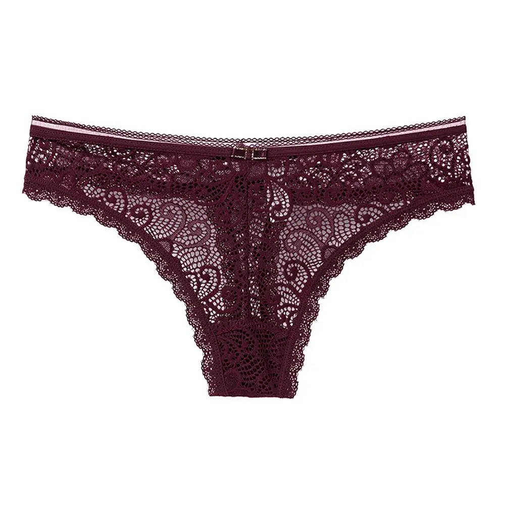

Seamless Breathable Female Cotton Crotch Low-waist T-Back Women Thong Sexy Briefs Lace Panties Flower