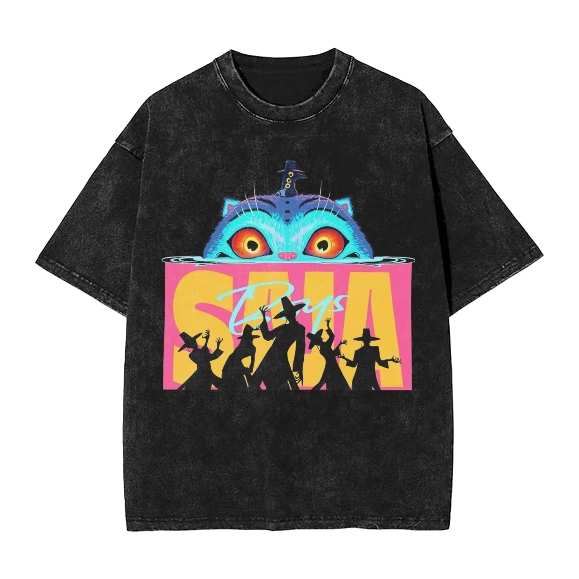 غسلها تي شيرت ساجا بنين Kpop شيطان الصيادين الهيب هوب تي شيرت عتيق Harajuku الشارع الشهير قصيرة الأكمام بلايز تيز للرجال والنساء