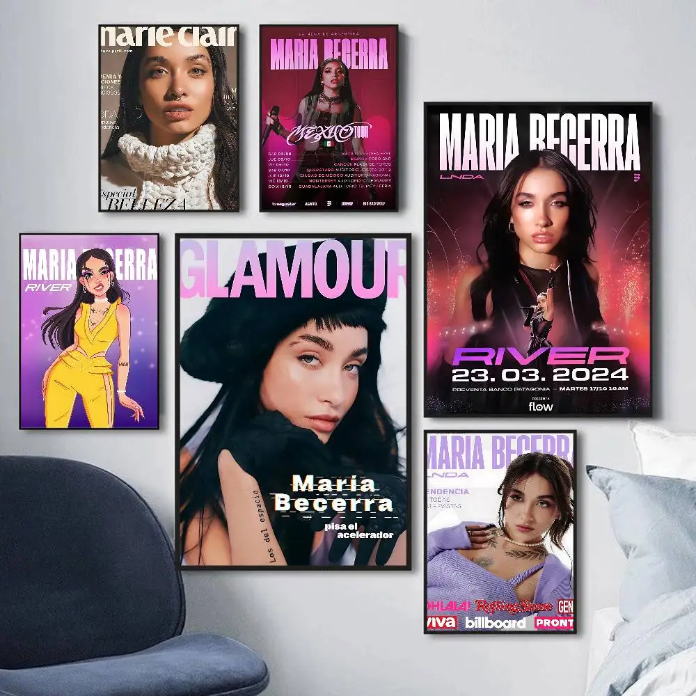 Maria Becerra La Nena de Argentina Vintage Posters Sticky Retro Kraft Paper Sticker DIY Room Bar Cafe Kawaii Room Decor