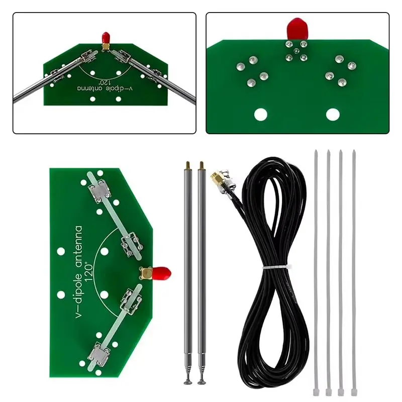 B04B-Dipole Antenna V-Shaped 137Mhz DIY Kit For Horn Rod Antenna Signal Reception Satellite Aviation Cloud Map B