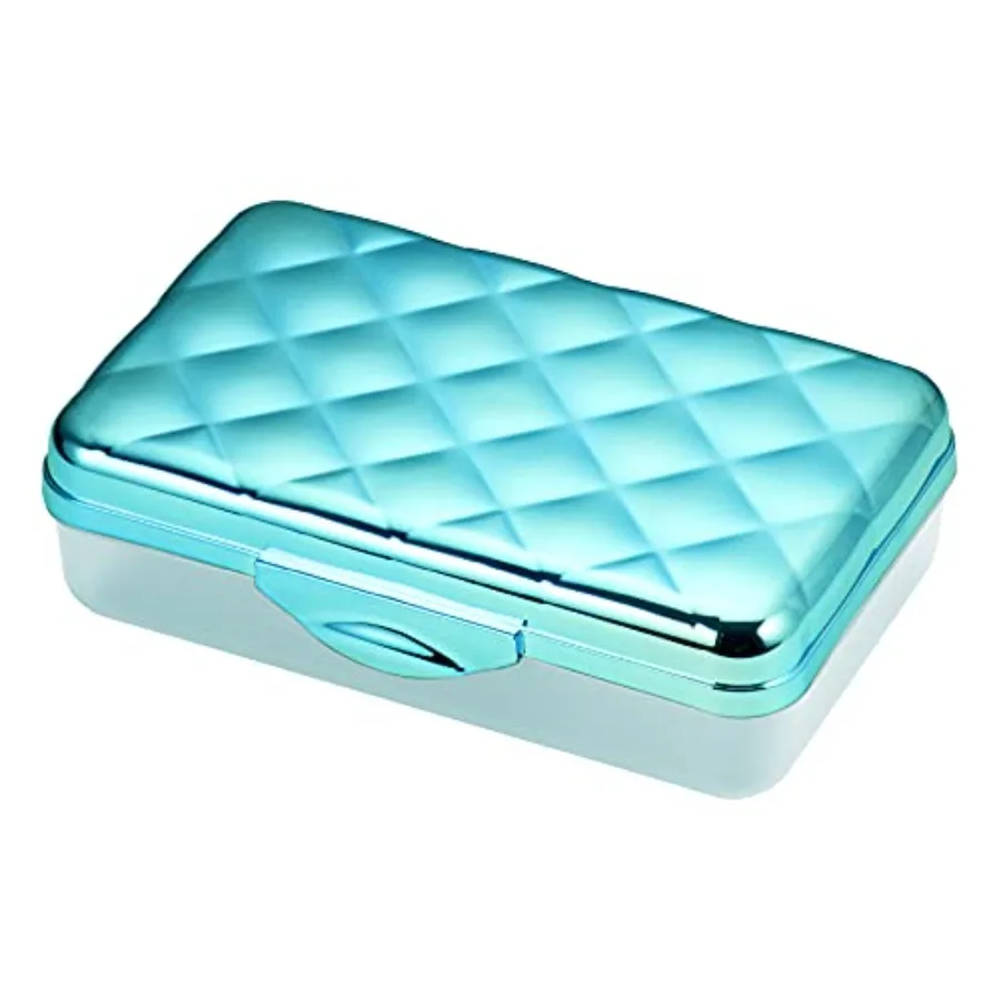 

Metallic Pencil Case Box, Hard Plastic, Stylish Quilted-Pattern Lid