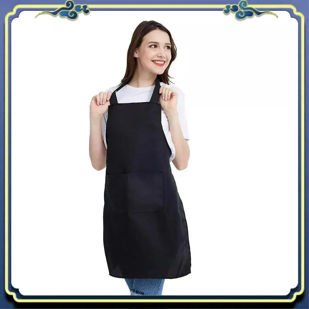 10 Pack Bib Apron - Unisex Black Apron Bulk With 2 Roomy Pockets Machine Washable For Kitchen Crafting Bbq Drawing Eco-Friendly