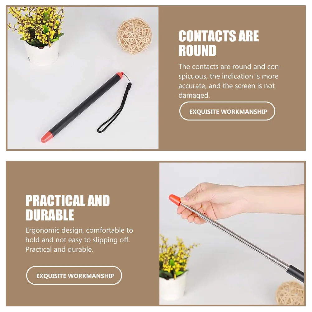 Ponteiro de ensino retrátil de aço inoxidável preto ergonômico antiderrapante para quadro branco sala de aula palestras apresentação ajuda de ensino