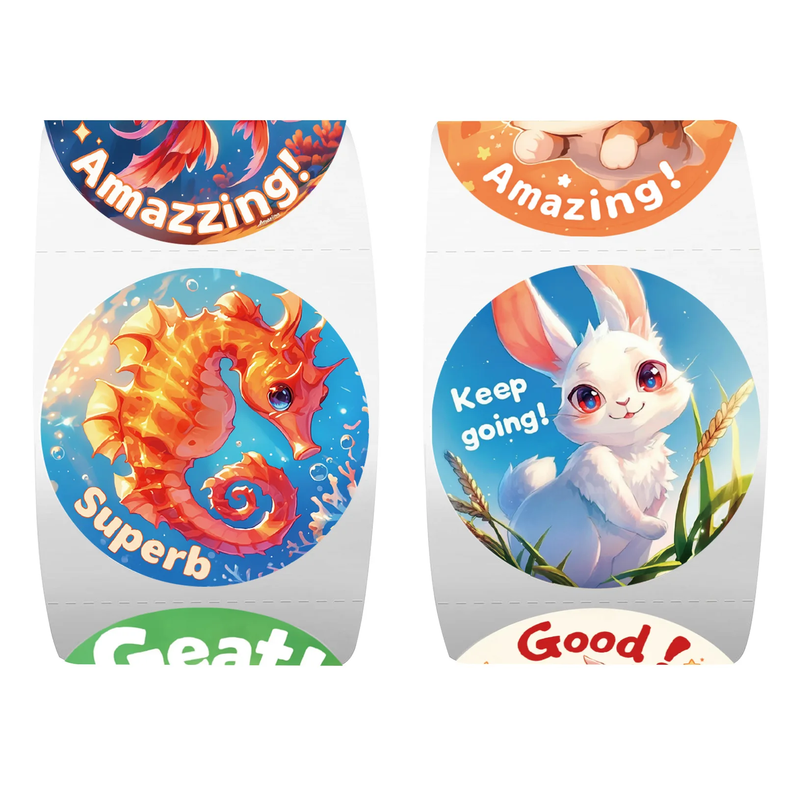 500pcs Cartoon Animal Stickers Roll DIY Materials for Handbooks gift box stationery luggage decoration sealing tape stickers