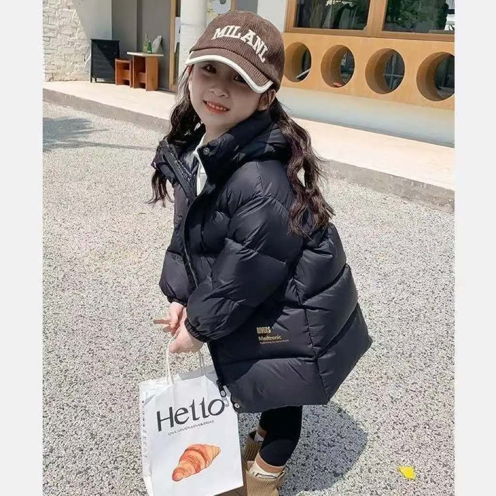 Dziewczęce kurtki zimowe z podszewką, grube, ciepłe, wodoodporne, błyszczące, z kapturem, odzież wierzchnia dla dzieci, parki młodzieżowe, 4-14 lat, nowość 2025