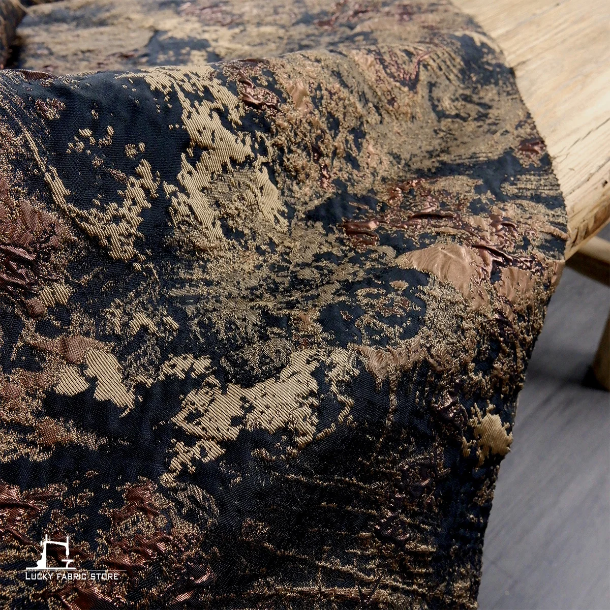 Wasteland terroir, yellow reef relief, three-dimensional stone grain, jacquard texture, fabric, garment cloth, DIY designer fabr
