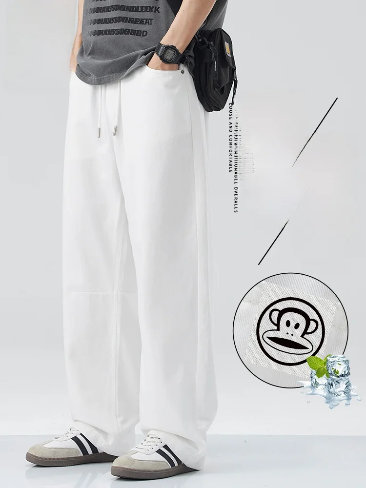 

Мужские повседневные брюки Paul Frank: осенние, американского стиля, со складками, прямые, свободного кроя, комфортные, молодежные